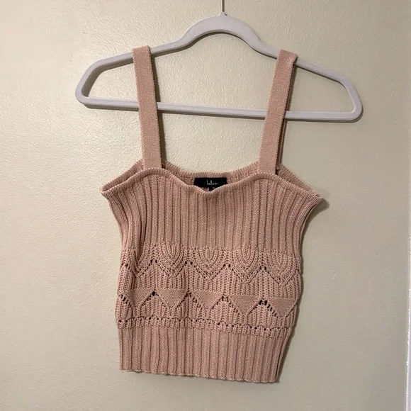 Lulu’s Point for Me Pointelle Knit Tank Top Size M - Picture 4 of 7